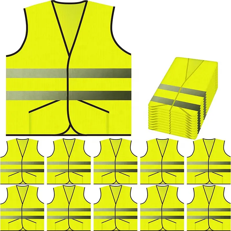 Chaqueta de seguridad de trabajo de tráfico de poliéster barata Hi Vis chaleco de seguridad reflectante ropa con logotipo personalizado
