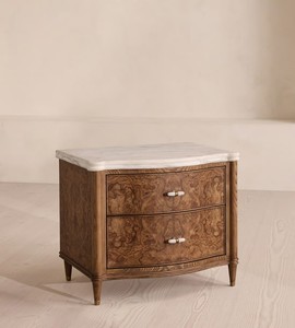 Meubles de luxe, meubles de chambre à coucher, tables de chevet en bois avec deux tiroirs en marbre naturel - Product Image 1
