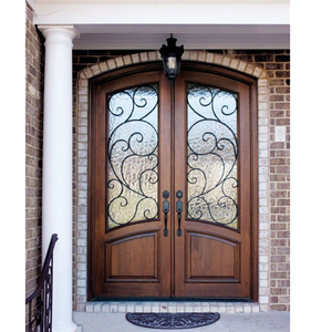 Puerta Principal <span class=keywords><strong>de</strong></span> Metal para Casa, Fabricada en Foshan, Puerta Exterior <span class=keywords><strong>de</strong></span> <span class=keywords><strong>Entrada</strong></span>, <span class=keywords><strong>Puertas</strong></span> Dobles <span class=keywords><strong>de</strong></span> Hierro Forjado Decorativas Rústicas - Product Image 4