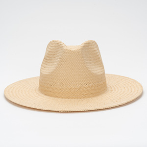 Sombrero de Paja de Ala Plana Informal para Exteriores, Color Liso, con Parte Superior Transpirable y Hueca, Unisex, para Playa, Vacaciones, Protección Solar - Product Image 2