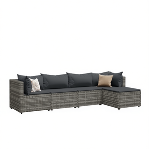 Ensemble de salon de jardin en polyrotin gris 6 places, mobilier de jardin extérieur au design contemporain, résistant aux intempéries - Product Image 1