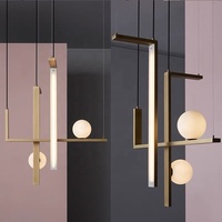 Simig éclairage moderne simple cadre rectangulaire suspension Mondrian lustre de plafond en verre pour projet