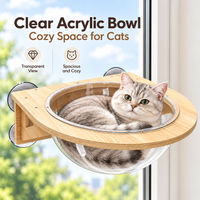 Lit mural pour chat en bois, capsule transparente en acrylique avec ventouse, pour fenêtre intérieure