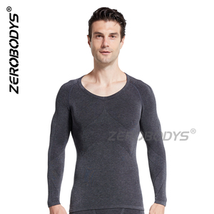 ZEROBODYS W017 <span class=keywords><strong>Sous</strong></span>-<span class=keywords><strong>v</strong></span>êtements thermiques sans couture à compression, <span class=keywords><strong>col</strong></span> en <span class=keywords><strong>V</strong></span>, amincissants, caleçons longs pour hommes - Product Image 2