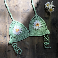 Soutien-gorge tressé à la main unique tricoté fleur marguerite Crochet tricot vacances Sexy été haut de bikini maillot de bain maillots de bain
