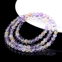 Pulsera de Cuentas de Ametrina Natural Multicolor para Mujer, de Moda, Directo de Fábrica - Cuarzo Bicolor Morado y Amarillo para Uso Diario, Regalo al por Mayor