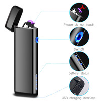 Meilleur Cadeau d'Affaires : Briquet Électrique à Arc Personnalisable avec Logo, Rechargeable USB, Indicateur de Puissance, en Alliage de Zinc, Coupe-Vent, pour Fumeurs
