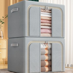 Épaissir Double Couleur Oxford Tissu Coton et Lin Pli Cadre En Acier Support Ménage Chambre Boîte De Rangement Avec Logo Et Couleur - Product Image 5