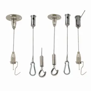 Groothandel 4 "Suspension Plafond Kabel Kits Lengte Verstelbare Teken Moderne Led Licht Opknoping Slings Met Kabel Lock Hanger