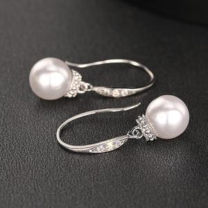 Pendientes de Perlas Falsas en Forma de Bola, Color Blanco, Oro y Plata, con Engaste Redondo AAA, Joyería Clásica para Bodas de Mujer, Modelo E3402 - Product Image 4
