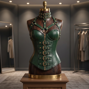 Corset en cuir Steampunk pour femme, style gothique vintage, avec lanières à boucles et design harnais par Maximize Wear - Product Image 3