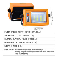 Tragbarer 56 LED-Scheinwerfer 50W Solar wiederauf lad bares Flutlicht Kaltweiß licht Wasserdichte Lithium batterie für Arbeiten im Freien