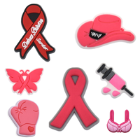 Breloques de chaussures en PVC souple personnalisées pour la sensibilisation au cancer, ruban rose YIQU, vente en gros
