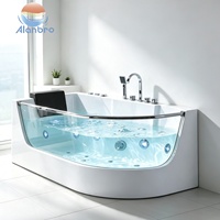 Baignoire d'intérieur pour 1-2 personnes baignoire à fenêtre en verre transparent baignoire acrylique pour salle de bain baignoire de massage d'hydrothérapie