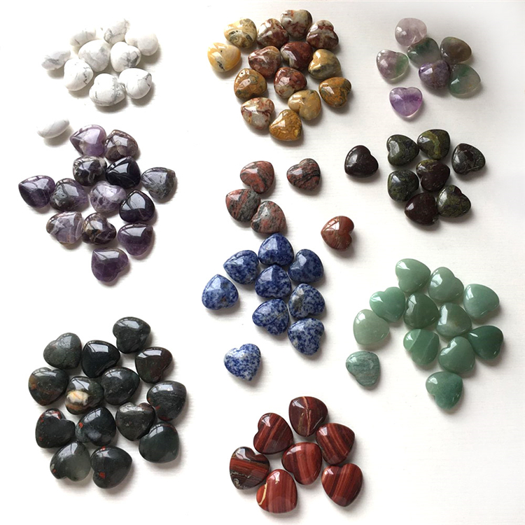 Wholesale 2.5 cm natürliche edelstein rose quarz/kiwi jasper stein/fluorit/achat/tiger eye / amethyst kristall herz