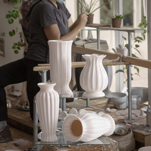 Wholesale Stocked Big Mouth Minimalist White Porcelain Ceramic Tabletop <strong>Flower</strong> <strong>Vase</strong> for Easter - Product Image 6