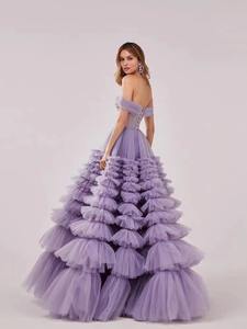 Vestidos de Fiesta LY-PD0255 con Falda Escalonada, Elegantes Vestidos de Noche de Lujo para Mujer, Vestidos de Tul Multicolores con Hombros Descubiertos - Product Image 3