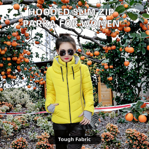 Abrigo Parka Acolchado de Algodón Delgado para Mujer, con Capucha Sólida, Cuello Alto y Cremallera, Material Exterior de Poliéster - Product Image 2