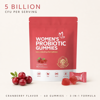 Gummies Probiotiques pour Femmes 5 Milliards de UFC Saveur Canneberge Végétaliennes Sans Sucre Santé Vaginale OEM Marque Privée Vente en Gros