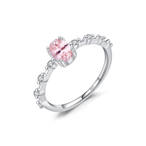 Women's <b>925</b> <b>Silver</b> Morganite <b>Ring</b> Round Brilliant Cut Diamond Prong Setting Romantic Engagement Gemstone <b>Ring</b> - Product Image 1