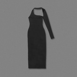 Abito da sera asimmetrico nero in maglia <span class=keywords><strong>a</strong></span> <span class=keywords><strong>sirena</strong></span> da donna <span class=keywords><strong>con</strong></span> cut-out e <span class=keywords><strong>spacco</strong></span> alto - Product Image 3