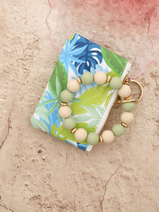 Bracciale <span class=keywords><strong>rosa</strong></span> con perlina con fiocco e ciliegia portamonete in Nylon portacarte da polso con cerniera per auto da <span class=keywords><strong>donna</strong></span> portachiavi con carta di credito - Product Image 3