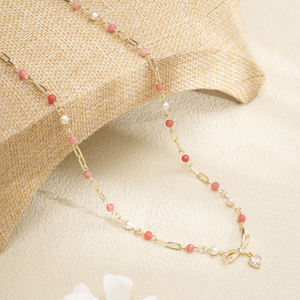 Collar Romántico con Lazo y <span class=keywords><strong>Corazón</strong></span> Chapado en Oro de 18K, Gargantilla Hecha a Mano con Cuentas de Amatista, Joyería Elegante Estilo Y2K, Regalo para Mujer, Fiesta - Product Image 1