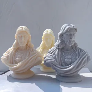 Jesus Heilig Hart Beeld Siliconen Mal Unieke Buste Sculptuur Soja Wax Kaarsvorm Griekse Mythologie Home Decor