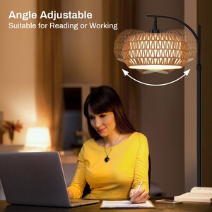 American Country Postmodern LED Floor Lamp Remote Control Iron Frame Cloth <b>Cover</b> Adjustable Angle Small Size for Living Room - Product Image 2
