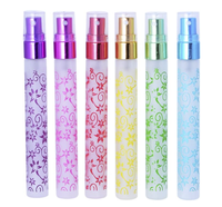 Vaporisateur de parfum en verre, 10ml, mat, rechargeable, vide, de voyage, avec impression de fleur, atomiseur, pompe, vaporisateur
