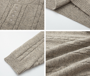 เสื้อสเวตเตอร์ผู้ชายแบบสวมหัว คอเฮนรี่ ทรงหลวม สไตล์เกาหลี สำหรับฤดูหนาว เหมาะสำหรับใส่เดินทางและใช้งานได้หลากหลาย - Product Image 4