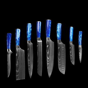 Juego de <span class=keywords><strong>Cuchillos</strong></span> de Cocina Japoneses de Acero Inoxidable con Patrón Damasco, Estilo Moderno, 8 Piezas, con Caja de Regalo - Product Image 6