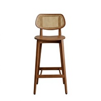 Tabouret de bar moderne en bois avec assise en contreplaqué finition teintée pour îlot de cuisine ou café
