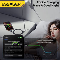 ESSAGER ES-X64, kawat Data Tipe C pengisi daya Cepat PD Display LED, USB-C 100W 60W untuk ponsel Tablet Laptop