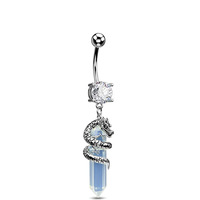 Anneau de ventre perforé en acier inoxydable Robinet de personnalité Robinet à ongles enveloppant le ventre Bijoux de piercing pour femmes