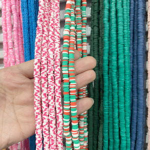 Cuentas personalizadas de <span class=keywords><strong>arcilla</strong></span> <span class=keywords><strong>polimérica</strong></span> blanda de 4mm y 6mm para pulsera, cuentas de <span class=keywords><strong>arcilla</strong></span> Heishi redondas planas multicolores al por mayor para fabricación de joyas - Product Image 1