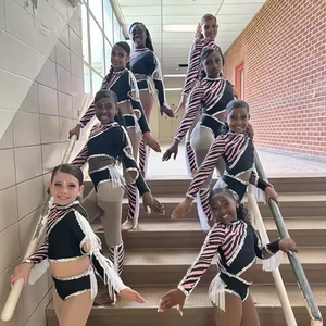 Majorette Đồng Phục Tùy Chỉnh Sequins Và Fringe Rhinestone Majorette Khiêu Vũ Đồng Phục Cô Gái Hiệu Suất Majorette Đồng Phục Với Fringe - Product Image 1