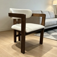 Chaise longue en bois de noyer pour intérieur, cuisine, balcon, avec dossier confortable en bouclette, chaises d'événement, ensemble table à manger en bois et 6 chaises