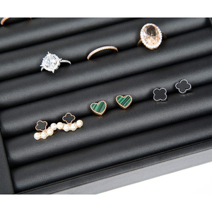 Plateaux de rangement rectangulaires pour bijoux, présentoir doublé pour bagues, colliers et boucles d'oreilles - Product Image 6