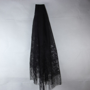 Écharpe triangulaire en dentelle de polyester pour femmes, brodée, avec glands, châle d'église, 170*65cm, respirante, pendentif, <span class=keywords><strong>mantille</strong></span> en dentelle espagnole, voile pour la tête - Product Image 5