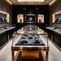 Comptoir de présentation de bijoux sur mesure, vitrine en verre avec éclairage LED, mobilier de magasin de détail incurvé
