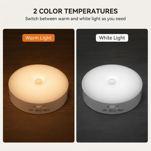 Motion Sensor <b>Night</b> <b>Light</b> Round LED Puck Lamp Warm White <b>Light</b> for Bedroom Bathroom Kitchen Closet - Product Image 4