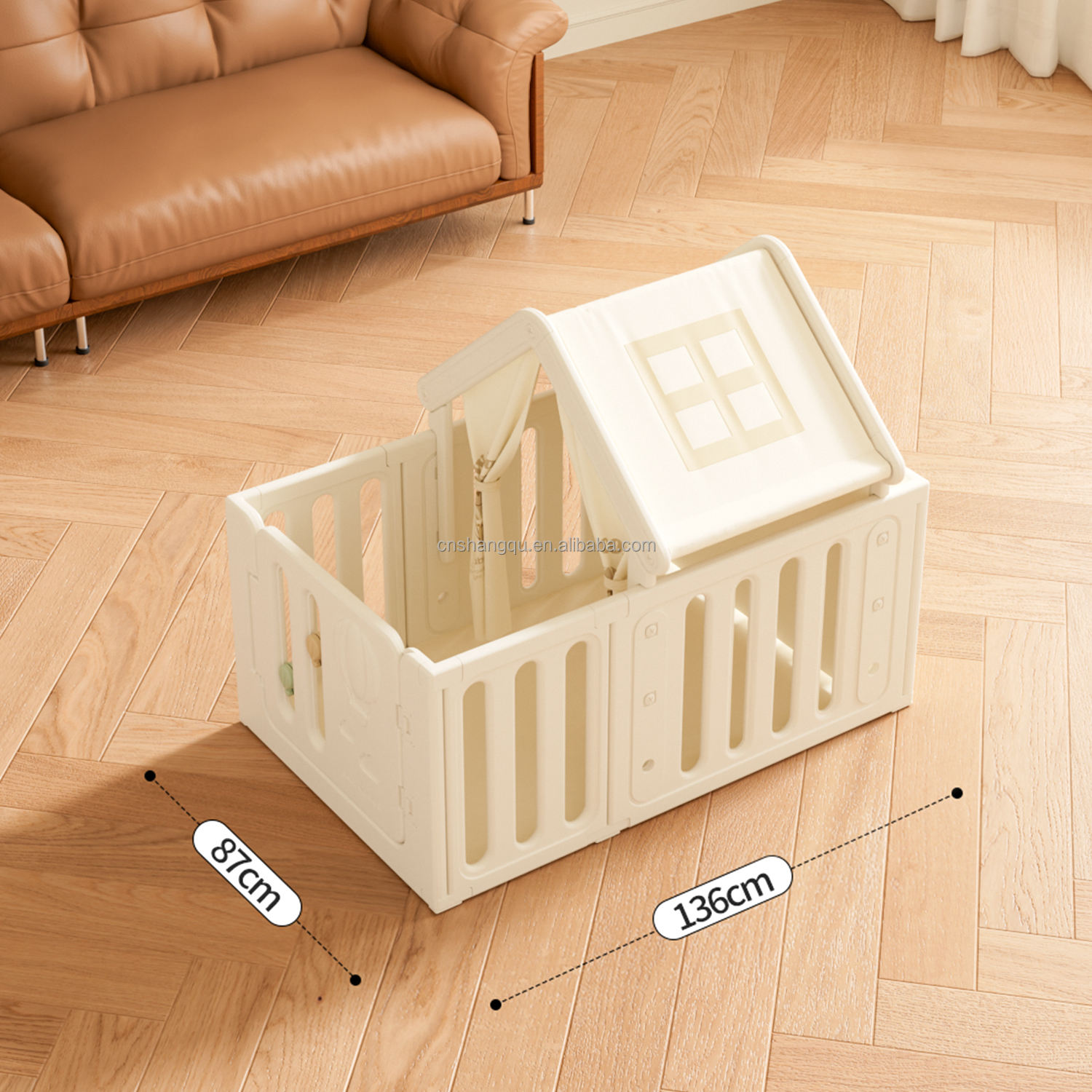 Parc pour bébé blanc Playhouse 5 avec tapis