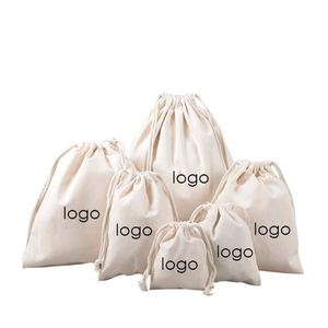 Sac de rangement personnalisé en toile de coton et chanvre avec cordon de serrage et poche - Product Image 4