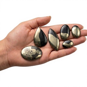 Lot de cabochons de pyrite dorée Apache naturelle, pierres précieuses de créateur, formes ovales, poire et fantaisie, faites à la main, pierres précieuses en vrac pour la fabrication de pendentifs - Product Image 2