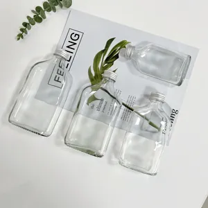 Toptan düz Flask şişe 250ml 500ml içecek çay soğuk demlemek kahve meyve suyu bardağı şişe ile vidalı kapak suyu ambalaj için