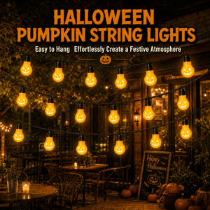 Nouvelles guirlandes lumineuses décoratives d'extérieur JeeFine Halloween en corde tressée, lanterne citrouille creuse, LED blanc chaud 2200K, 7M, étanches IP44 - Product Image 4