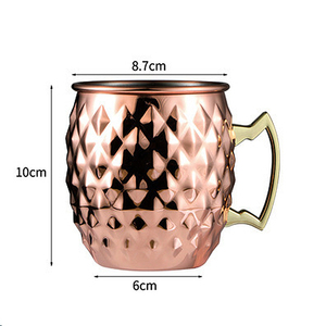 Tazas de café personalizadas martilladas de cobre de acero inoxidable en forma de tambor para el hogar Taza de agua de mula de Moscú - Product Image 1
