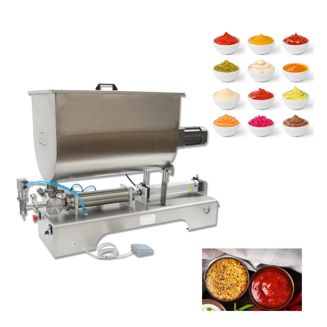 Machine de remplissage horizontale et professionnelle, ml, pour remplir de pâte de piment et Sauce, avec mélangeur