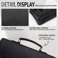 Sac à main de luxe multi-poches pour homme, sac à bandoulière en cuir de vachette véritable, sacoche de messager pour le bureau